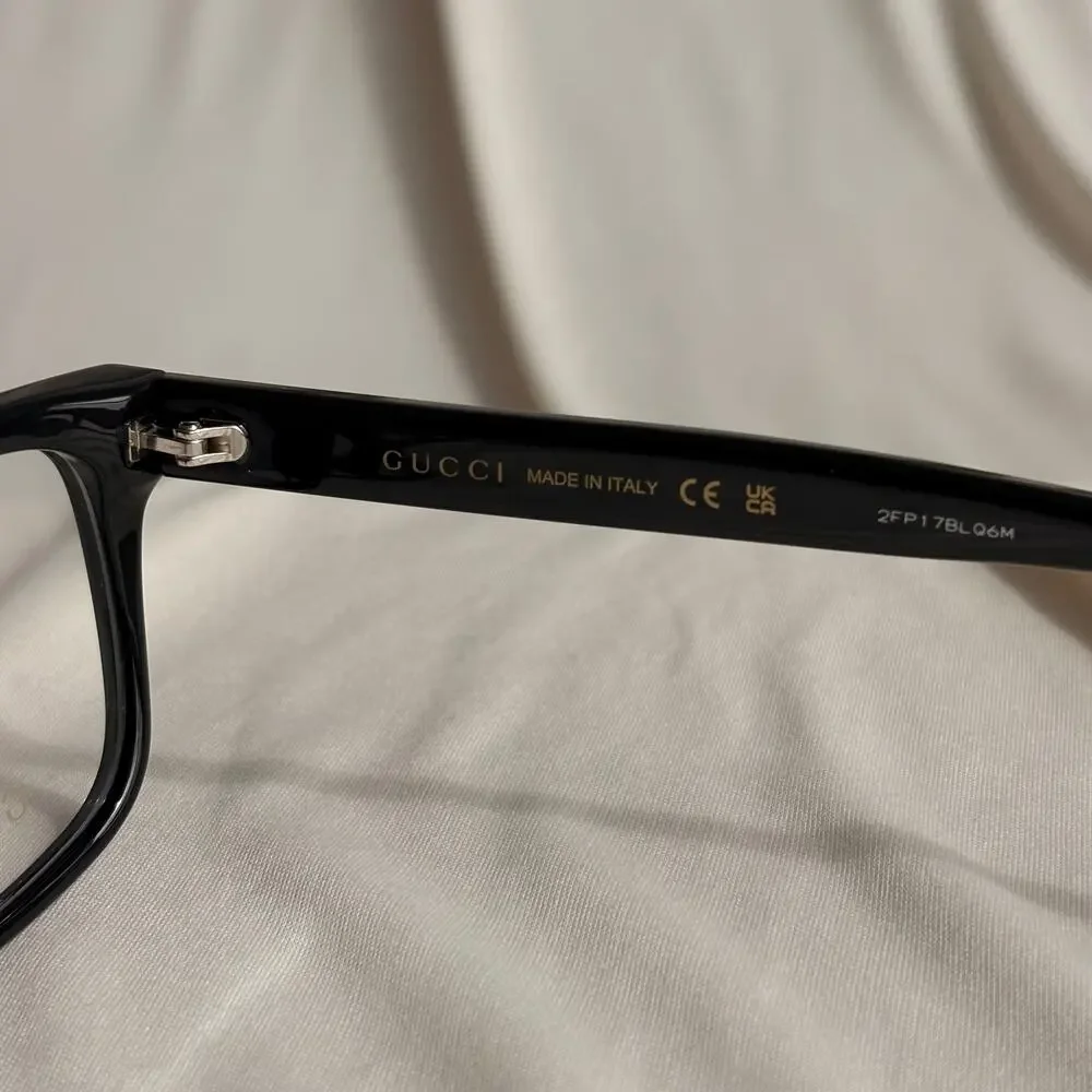 Gucci Black Square Eyeglasses - GG1117O - Red & Green Web, NIB